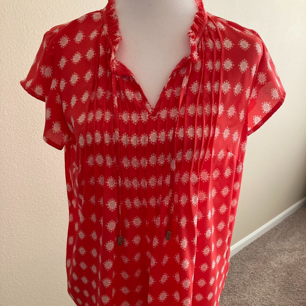 Coral with Flower Dress Blouse